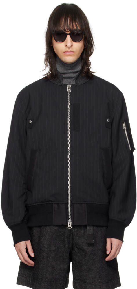 sacai Navy Striped Bomber Jacket Cover