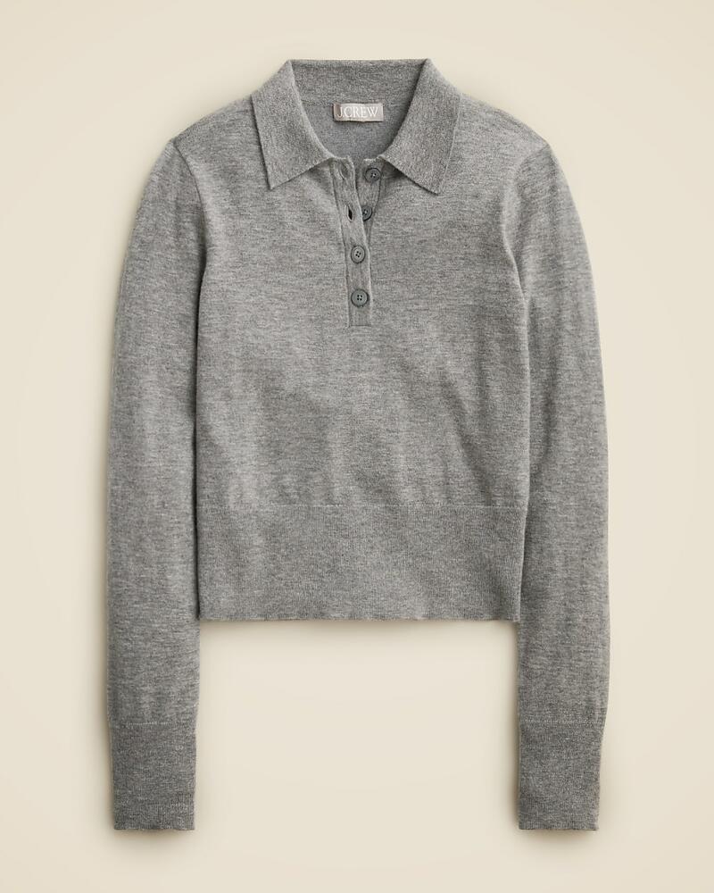 J.Crew Featherweight cashmere-blend long-sleeve polo shirt Cover