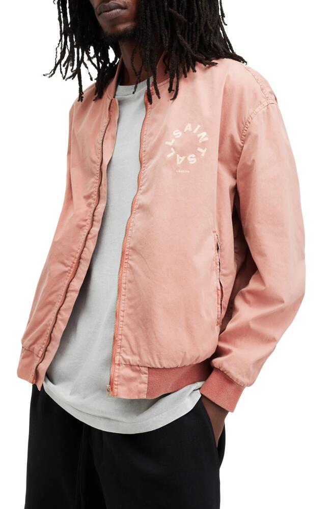 AllSaints Tierra Faded Bomber Jacket in Bramble Pink Cover