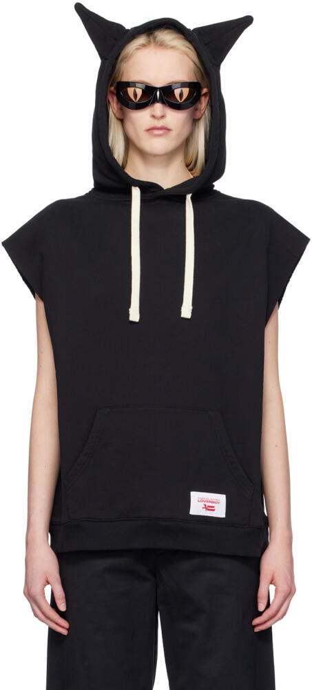 Charles Jeffrey LOVERBOY Black Sleeveless Label Ears Hoodie Cover