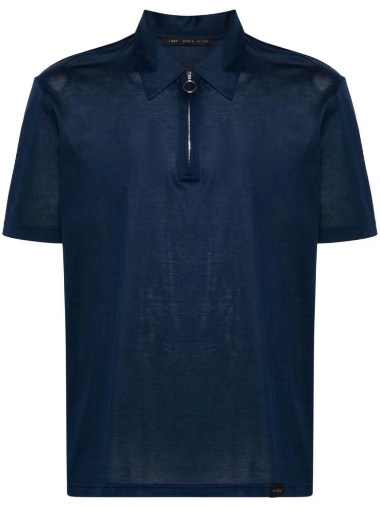 Low Brand zip-up piqué polo shirt - Blue Cover