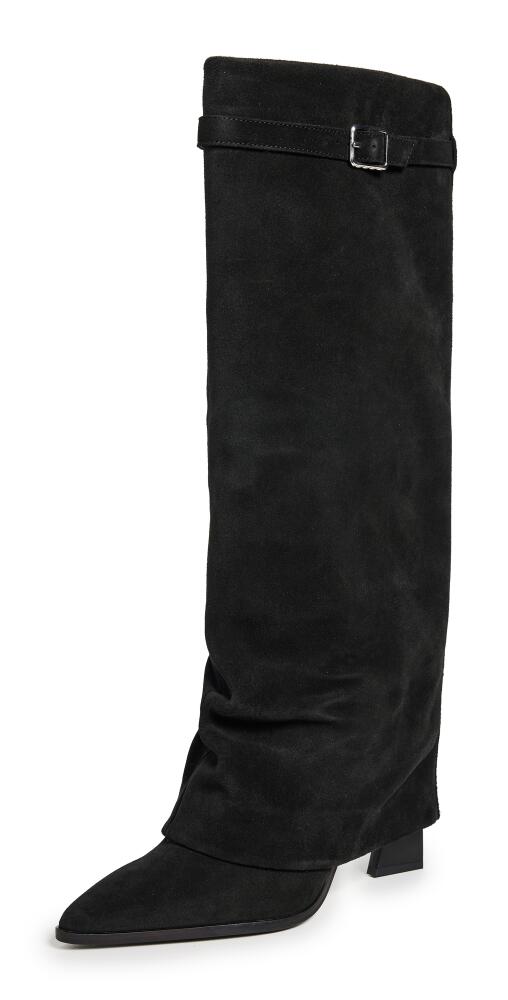 Free People Felicity Fold Over Boots Black Suede Cover