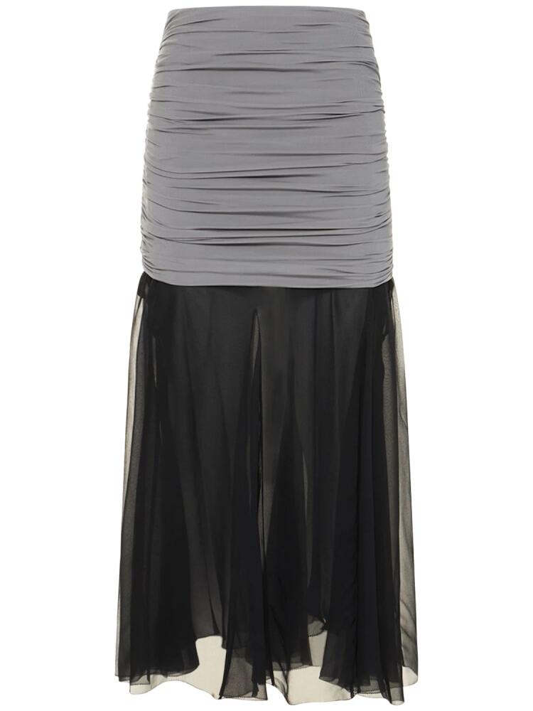 TORY BURCH Jersey Chiffon Silk Long Skirt Cover