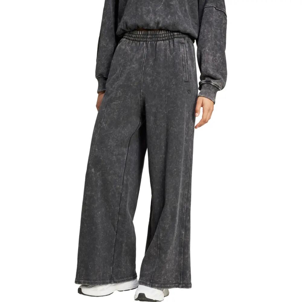 adidas Originals Premium Essentials Washed Wide Leg Cotton Pants in Black Cover