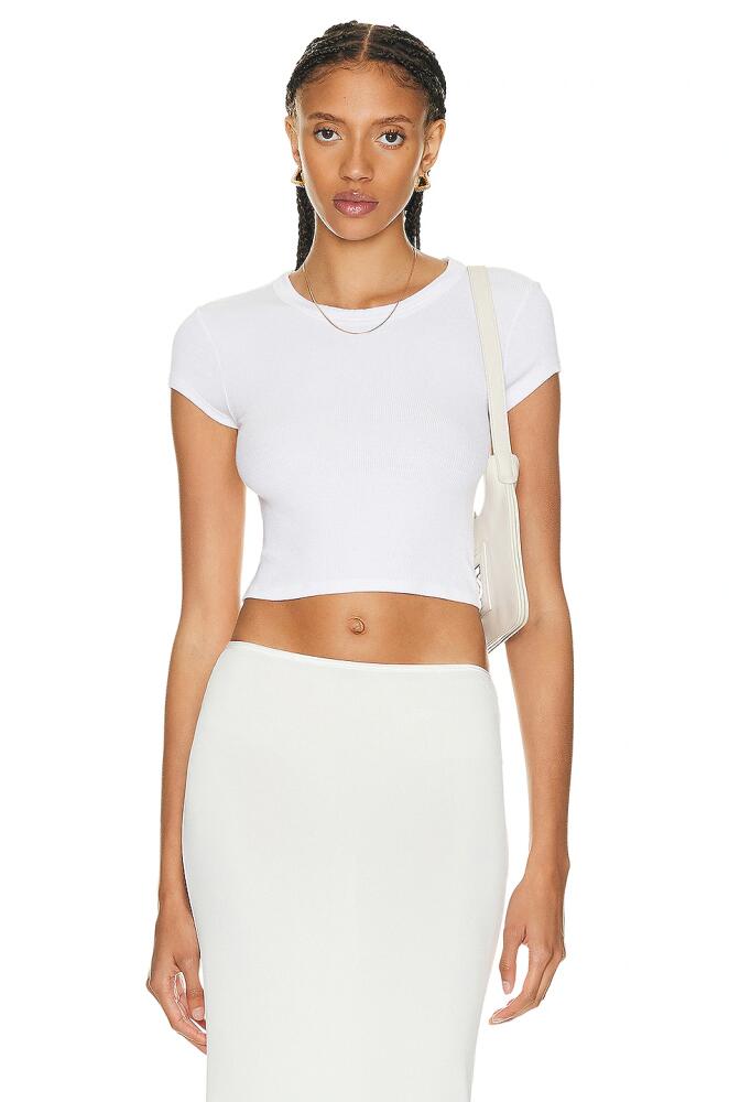 Enza Costa Silk Knit Cropped Cap Sleeve T-shirt in White Cover