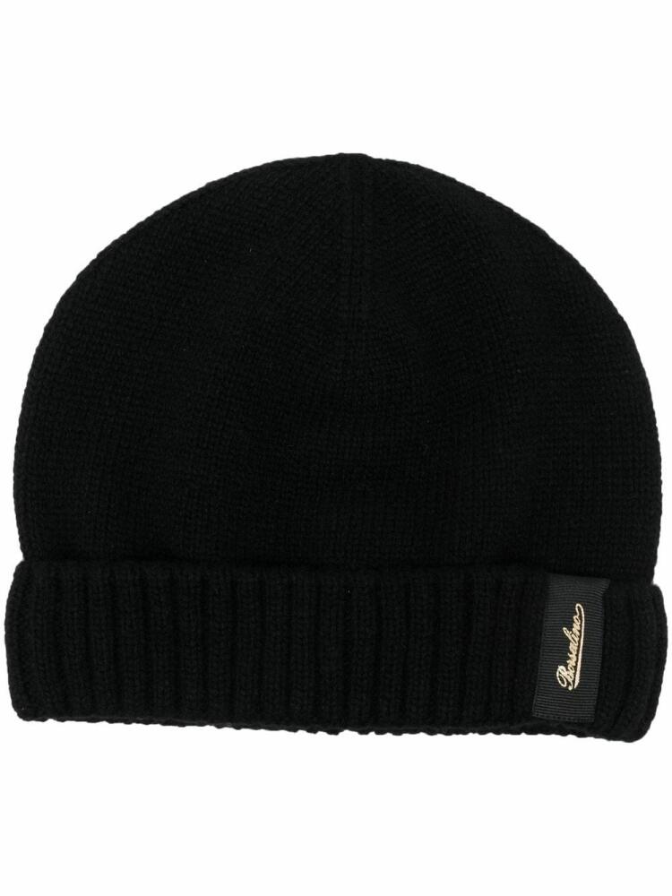 Borsalino City logo-patch cashmere beanie - Black Cover