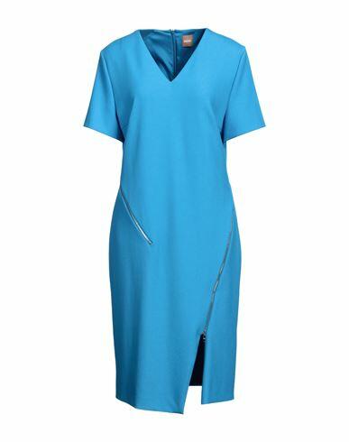 Boss Woman Midi dress Azure Viscose, Polyester, Elastane Cover