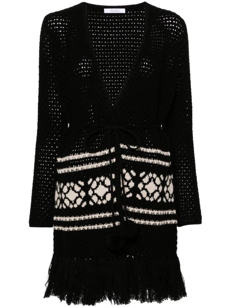 Max Mara fringed open-knit cardigan - Black Cover