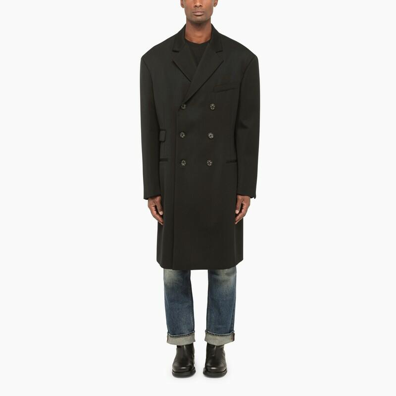 424 Black wool double-breasted coat Cover