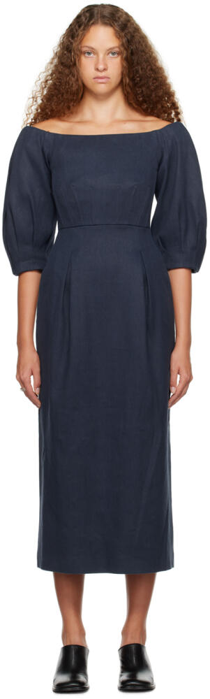 Gabriela Hearst Navy Majano Midi Dress Cover