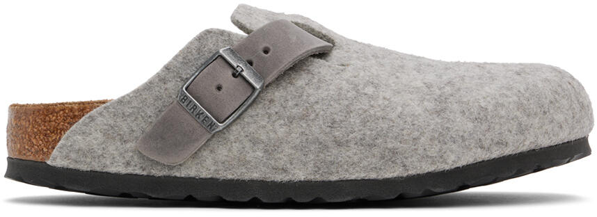 Birkenstock Gray Narrow Boston Slip-on Loafers Cover