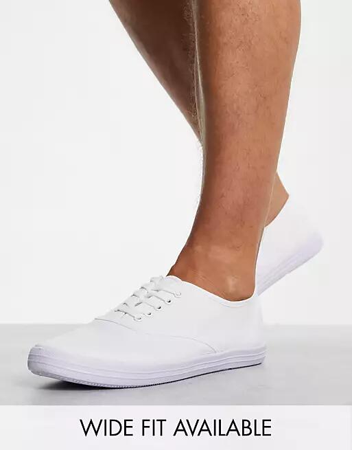 ASOS DESIGN oxford plimsolls in white canvas Cover