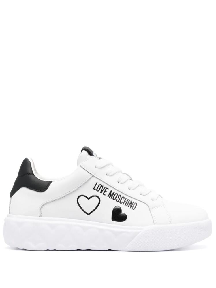 Love Moschino logo-print faux-leather sneakers - White Cover