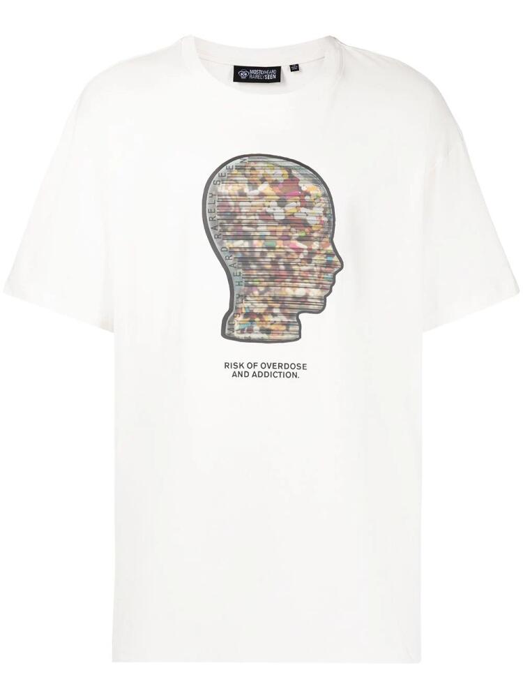 Mostly Heard Rarely Seen graphic-print stretch-cotton T-shirt - White Cover