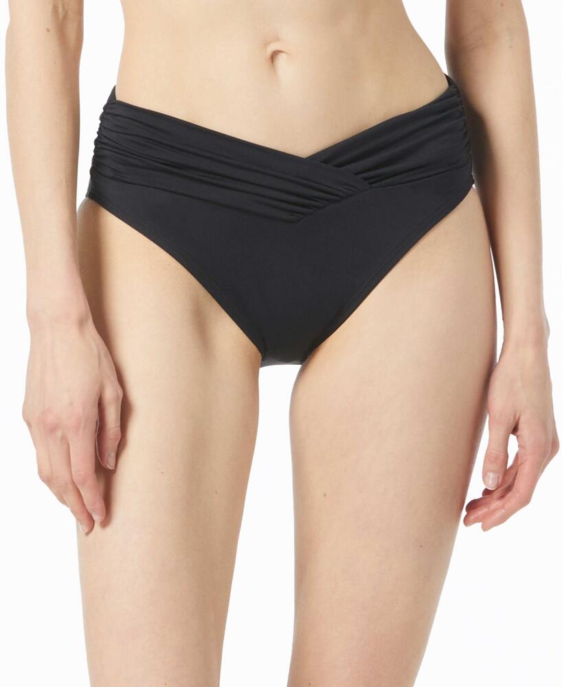 Michael Michael Kors Women's Gathered V-Waistband Bikini Bottoms - Black Cover