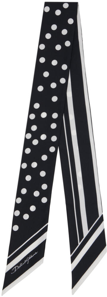 Dolce&Gabbana Black & White Polka-Dot Scarf Cover