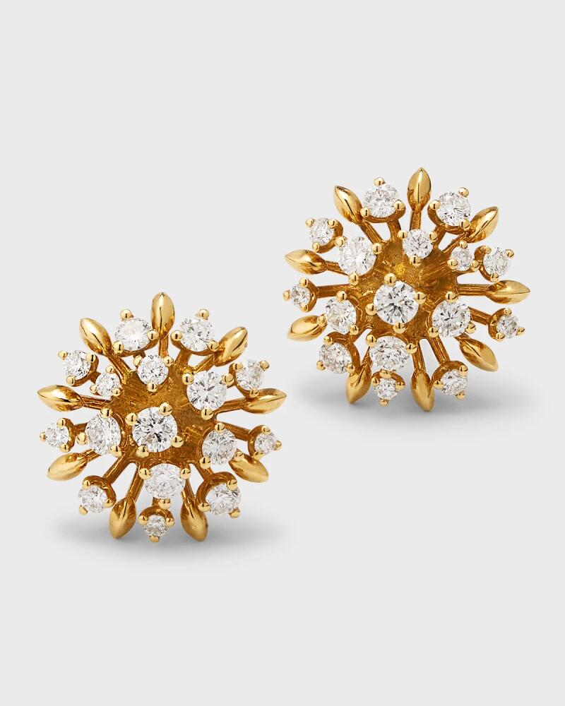 Graziela Gems 18K Yellow Gold Small Diamond Lotus Stud Earrings Cover