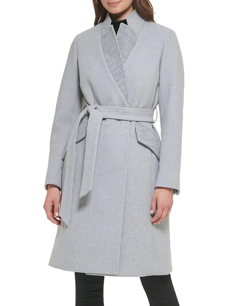 Kenneth Cole Women's Notch Lapel Trench Coat - Light Grey Cover