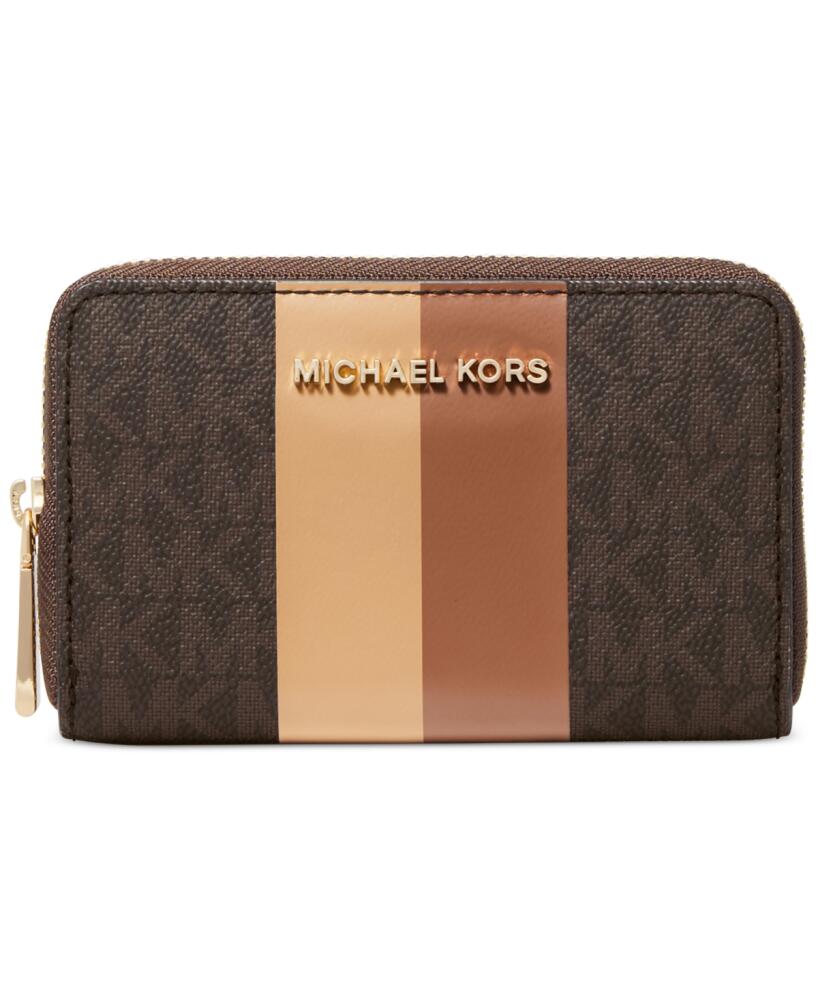 Michael Michael Kors Logo Jet Set Small Zip Around Card Case - Brown/luggage Cover