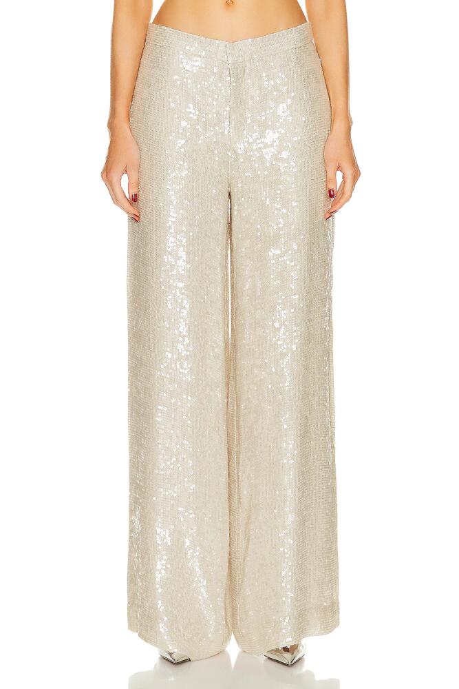 Lapointe Sequin Viscose Relaxed Wide Leg Trouser in Metallic Silver Cover