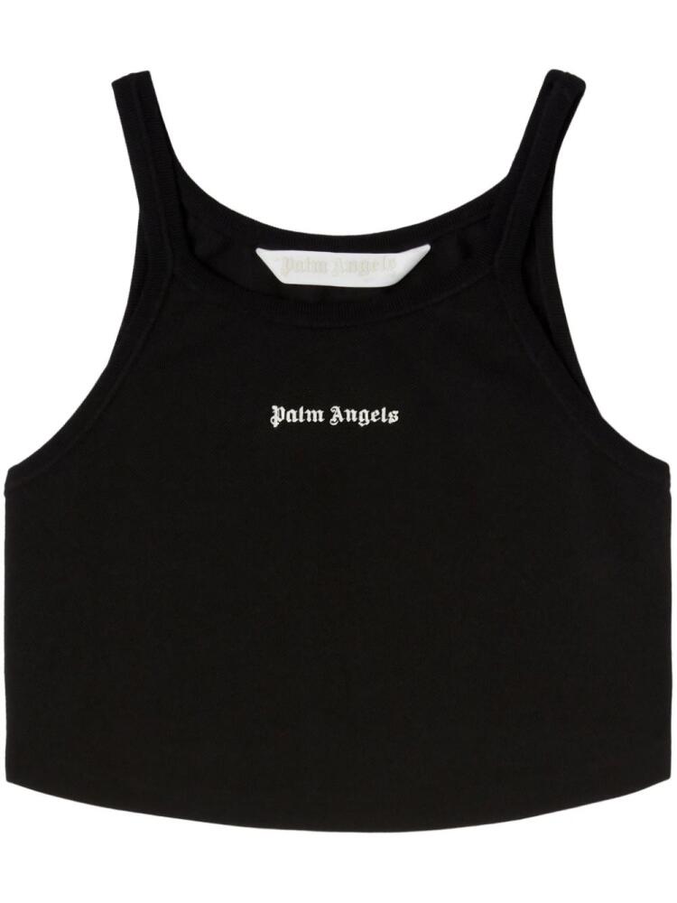 Palm Angels logo-print cropped tank top - Black Cover