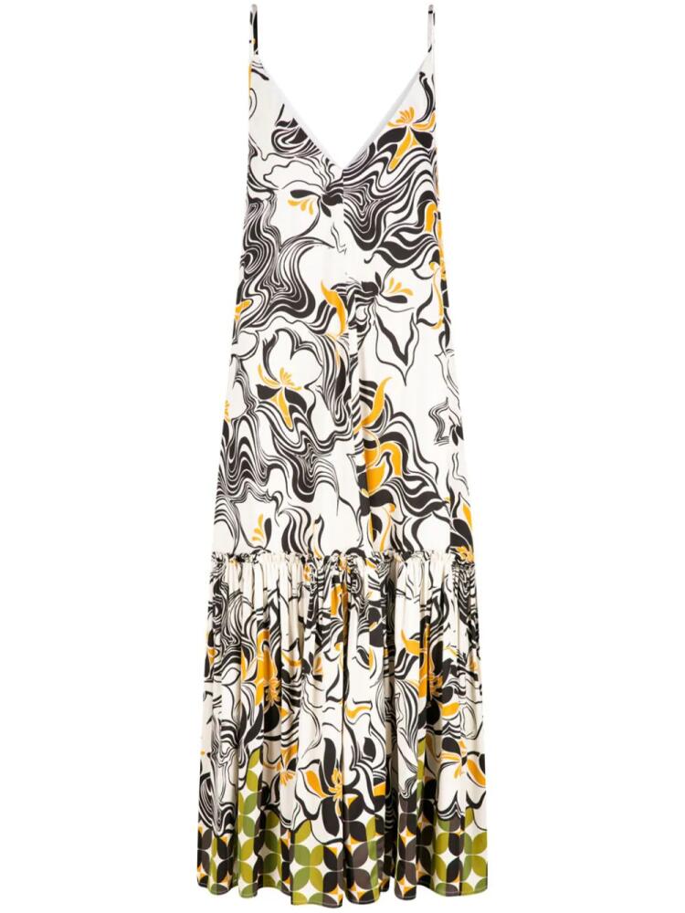 DRIES VAN NOTEN ruffled swirl-print dress - Neutrals Cover