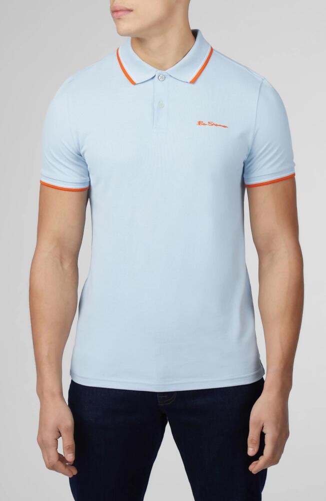 Ben Sherman Signature Tipped Organic Cotton Piqué Polo in Pale Blue Cover