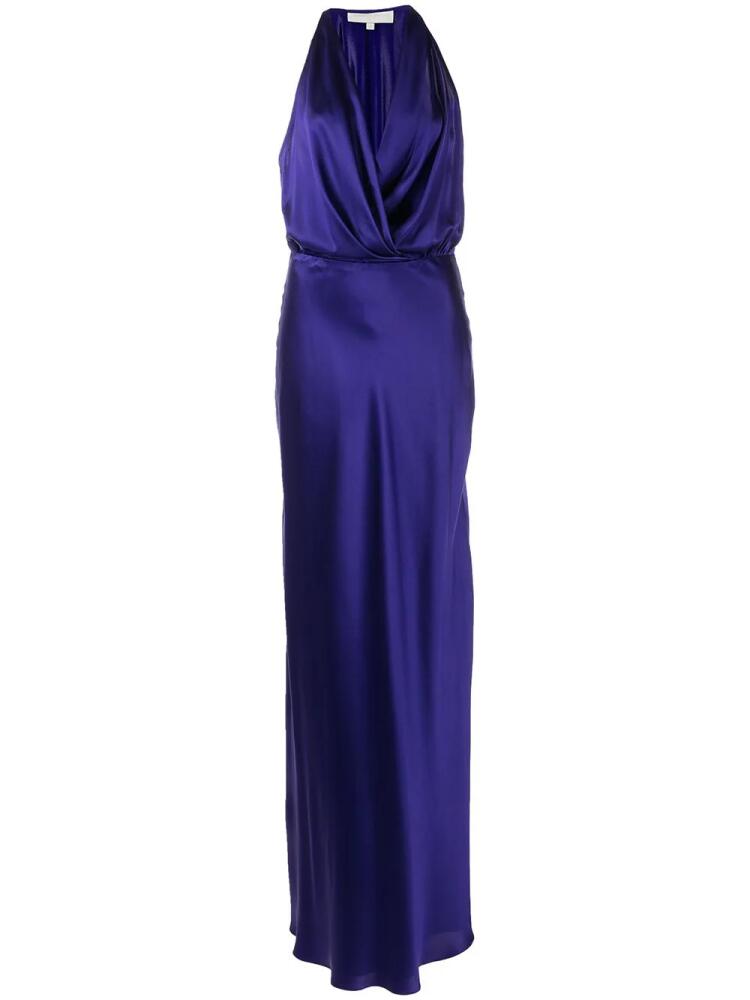 Michelle Mason draped-detail halterneck gown - Blue Cover