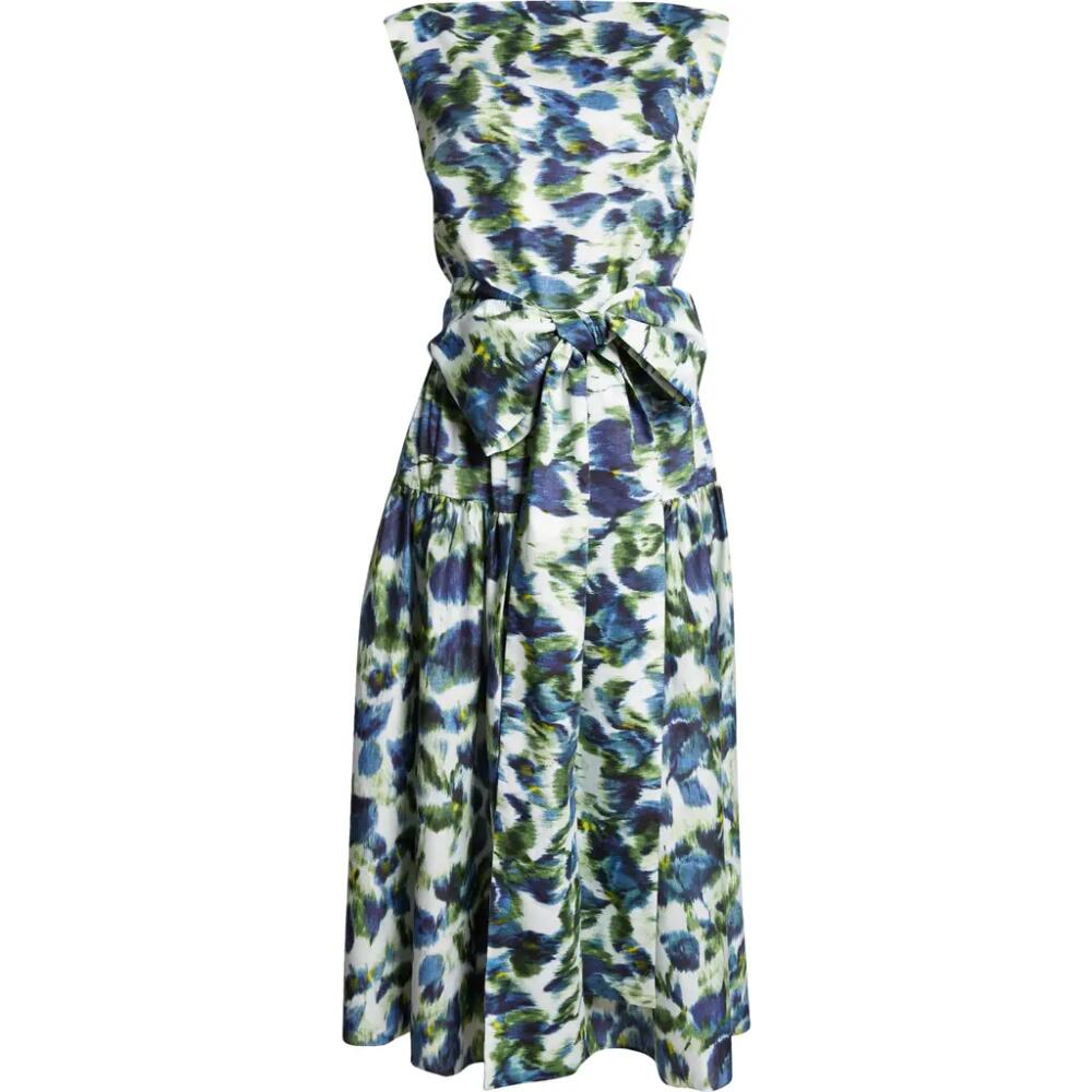 Erdem Floral Print Bow Detail Midi Dress in White Cover