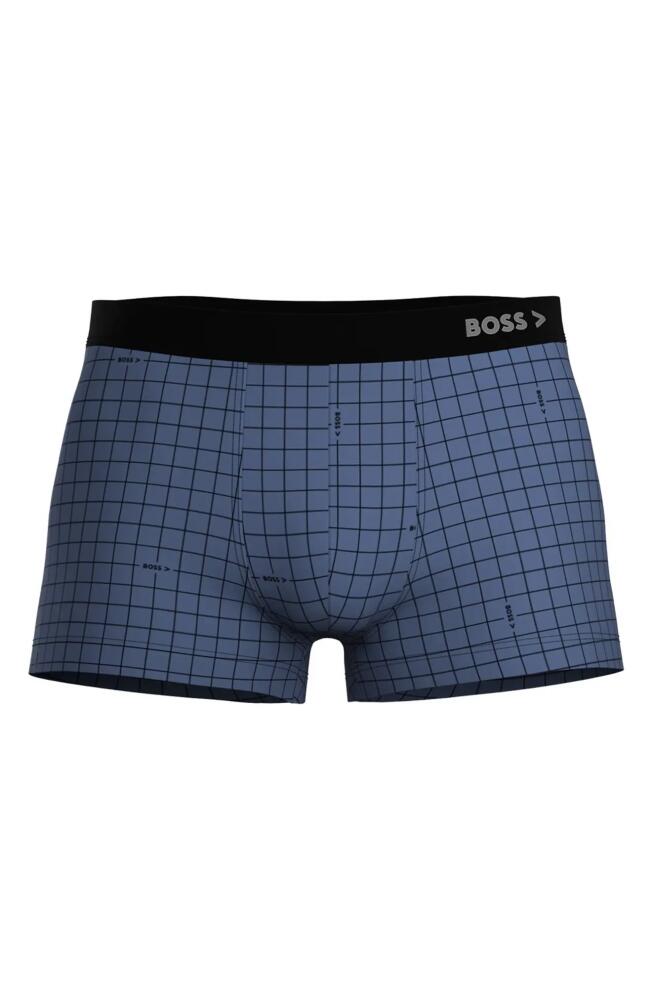 BOSS Check Print Trunks in Open Blue Cover