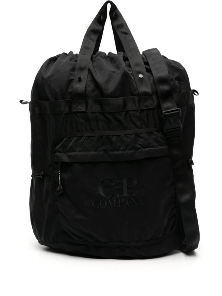 C.P. Company logo-embroidered slouchy messenger bag - Black Cover