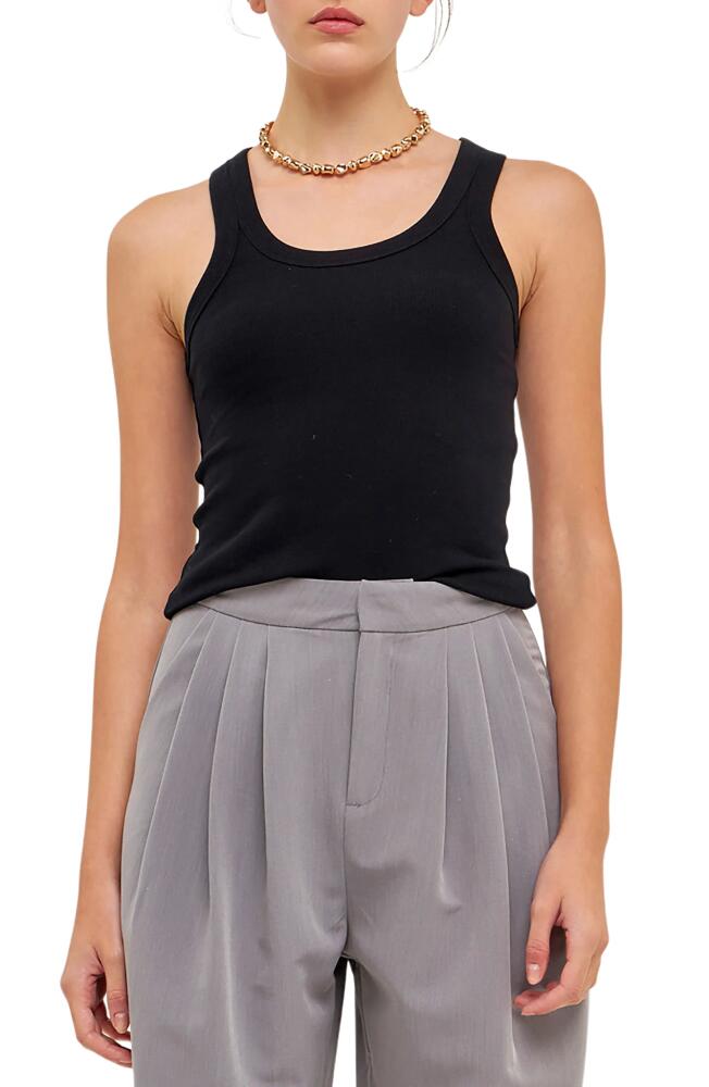 Grey Lab Scoop Neck Stretch Cotton Tank in Black Cover