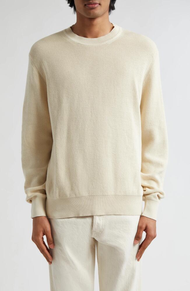 Sunspel Cotton Waffle Stitch Crewneck Sweater in Ecru Cover