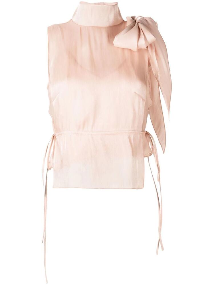 Victoria Beckham bow-tie sleeveless blouse - Neutrals Cover