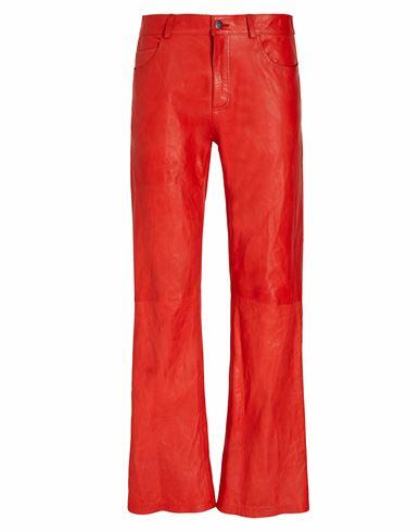 8 By Yoox Cracked Leather Flare Pants Man Pants Red Lambskin Cover