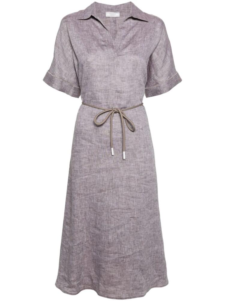 Peserico belted linen shirtdress - Brown Cover