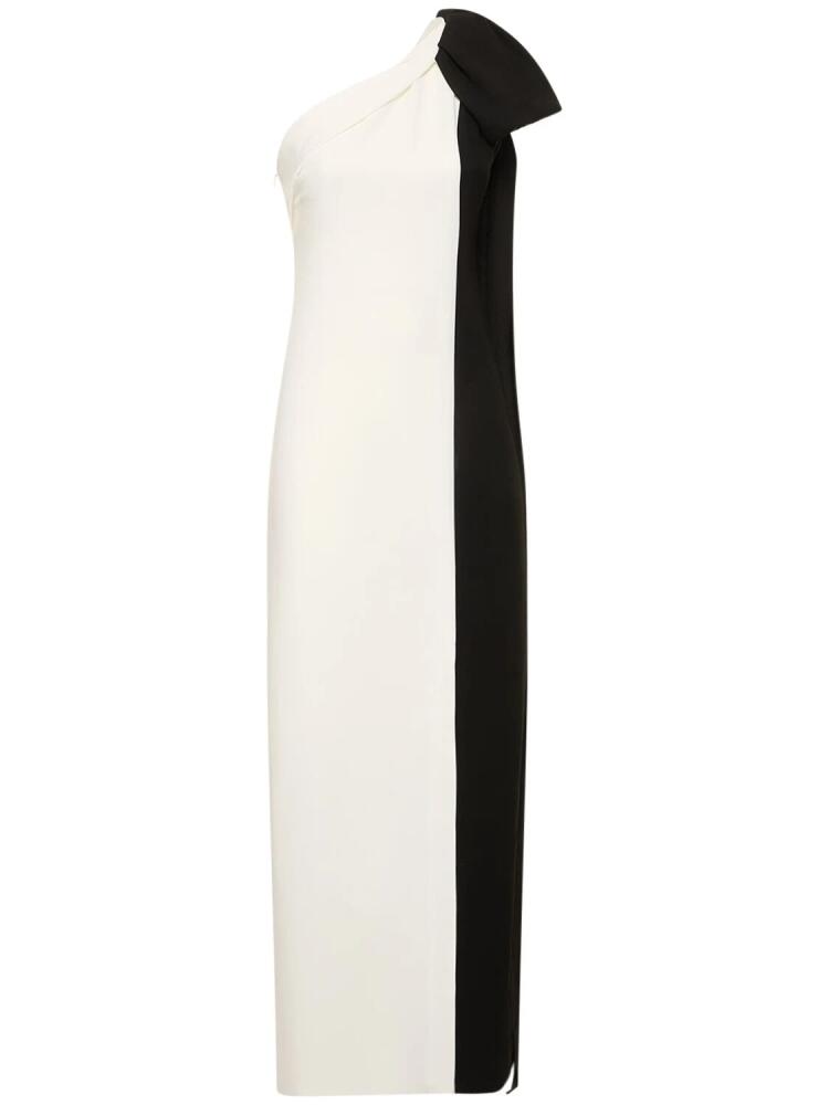 ROLAND MOURET Asymmetric Stretch Cady Bow Maxi Dress Cover