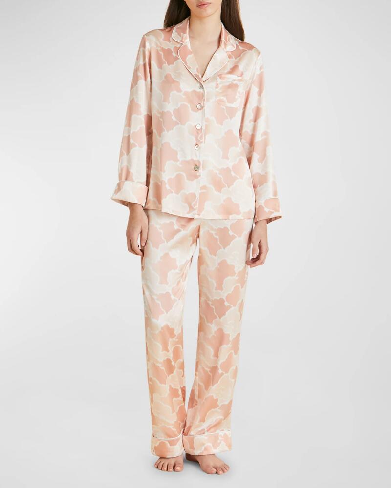 Olivia von Halle Lila Cloud-Print Silk Satin Pajama Set Cover