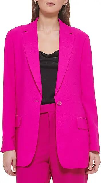 DKNY Satin Back Crepe Blazer (Electric Fuchsia) Women's Clothing Cover