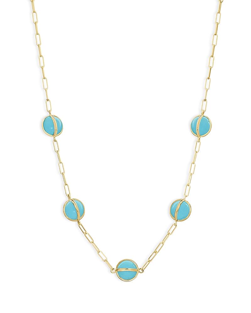 L. Klein 18K Yellow Gold Celeste Turquoise Paperclip Link Chain Collar Necklace, 16-18 Cover