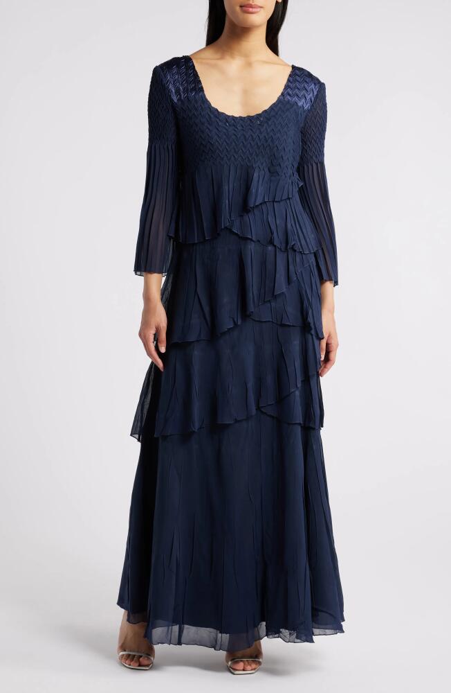 Komarov Tiered Maxi Cocktail Dress in Midnight Navy Cover