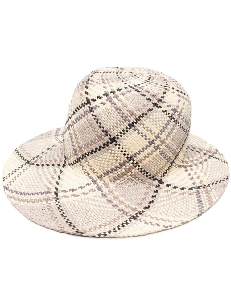 Thom Browne check woven straw hat - Neutrals Cover