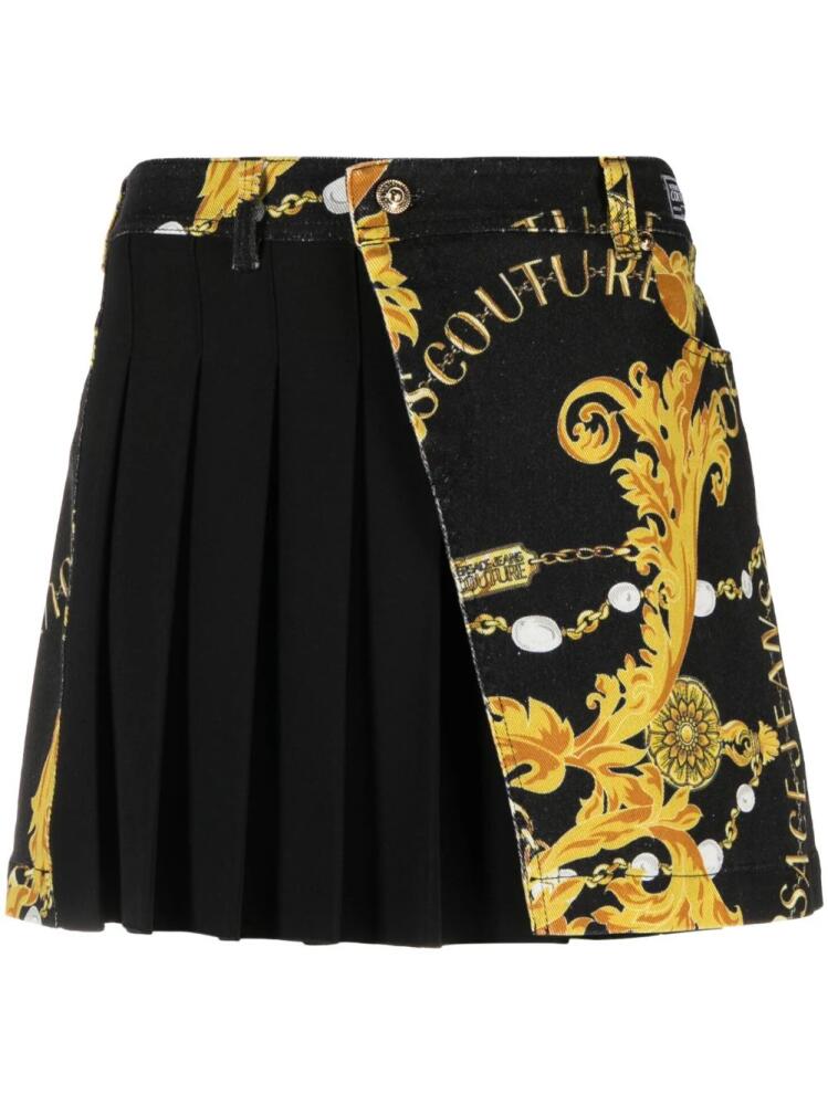 Versace Jeans Couture Logo Couture pleated denim skirt - Black Cover