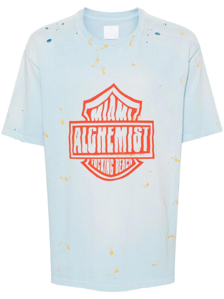 Alchemist logo-print distressed T-shirt - Blue Cover