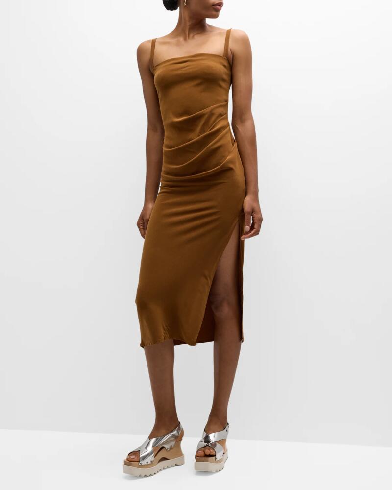 ANEMOS The Nadege Asymmetric Draped Midi Dress Cover