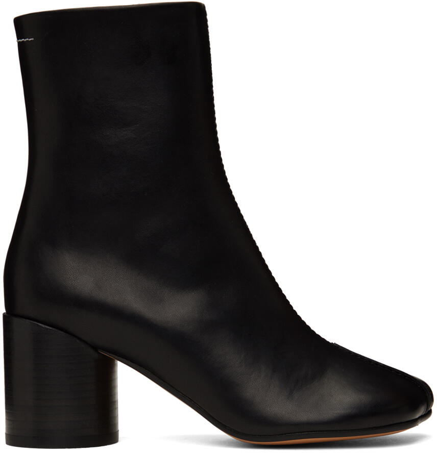 MM6 Maison Margiela Black Stitch-Out Leather Ankle Boots Cover