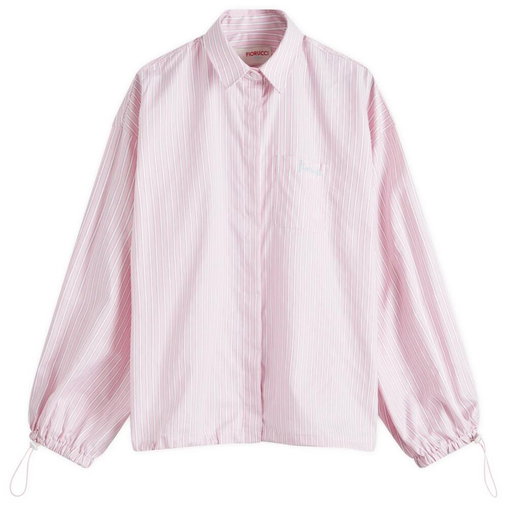 Fiorucci Women's Balloon Sleeve Striped Shirt in Pink Stripes Cover