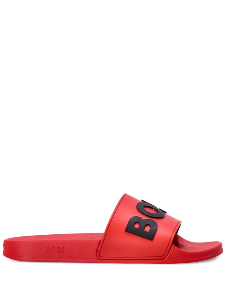 BOSS logo-appliqué sliders - Red Cover