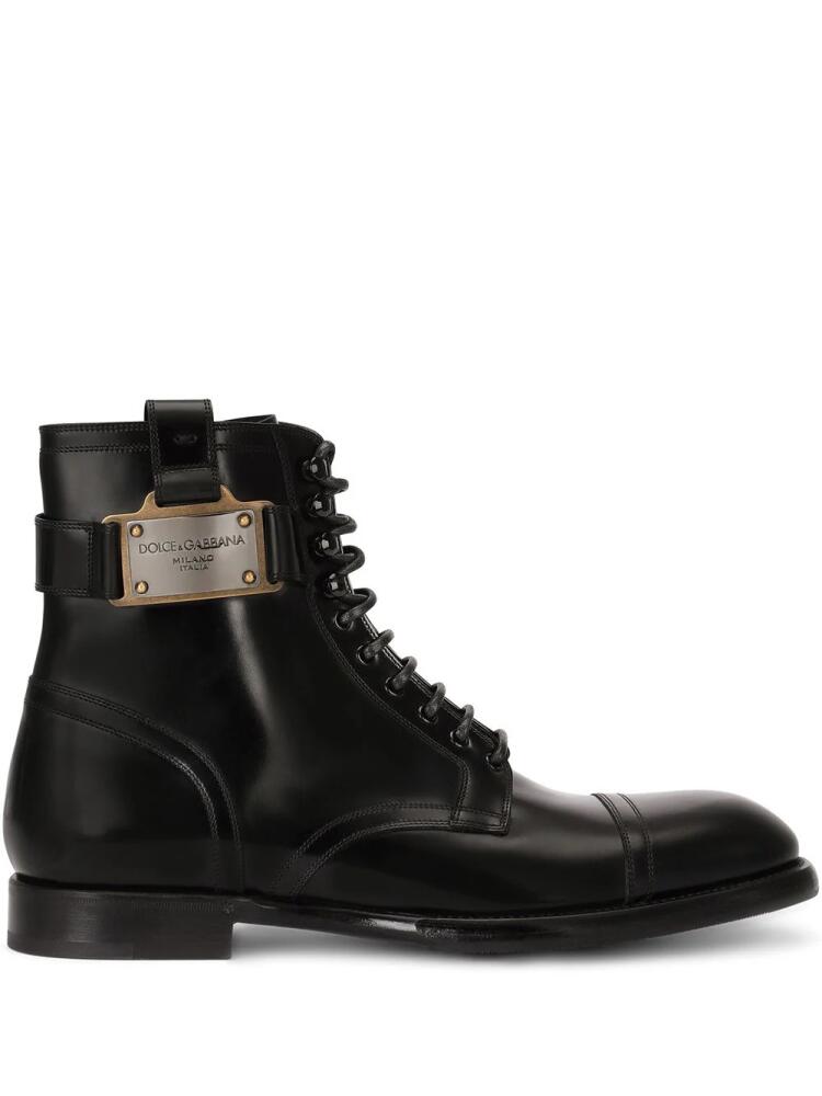 Dolce & Gabbana logo-plaque ankle boots - Black Cover