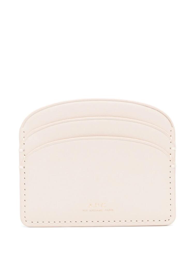 A.P.C. logo-debossed leather card holder - Neutrals Cover